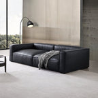 Canapé-lit de luxe minimaliste en cuir noir