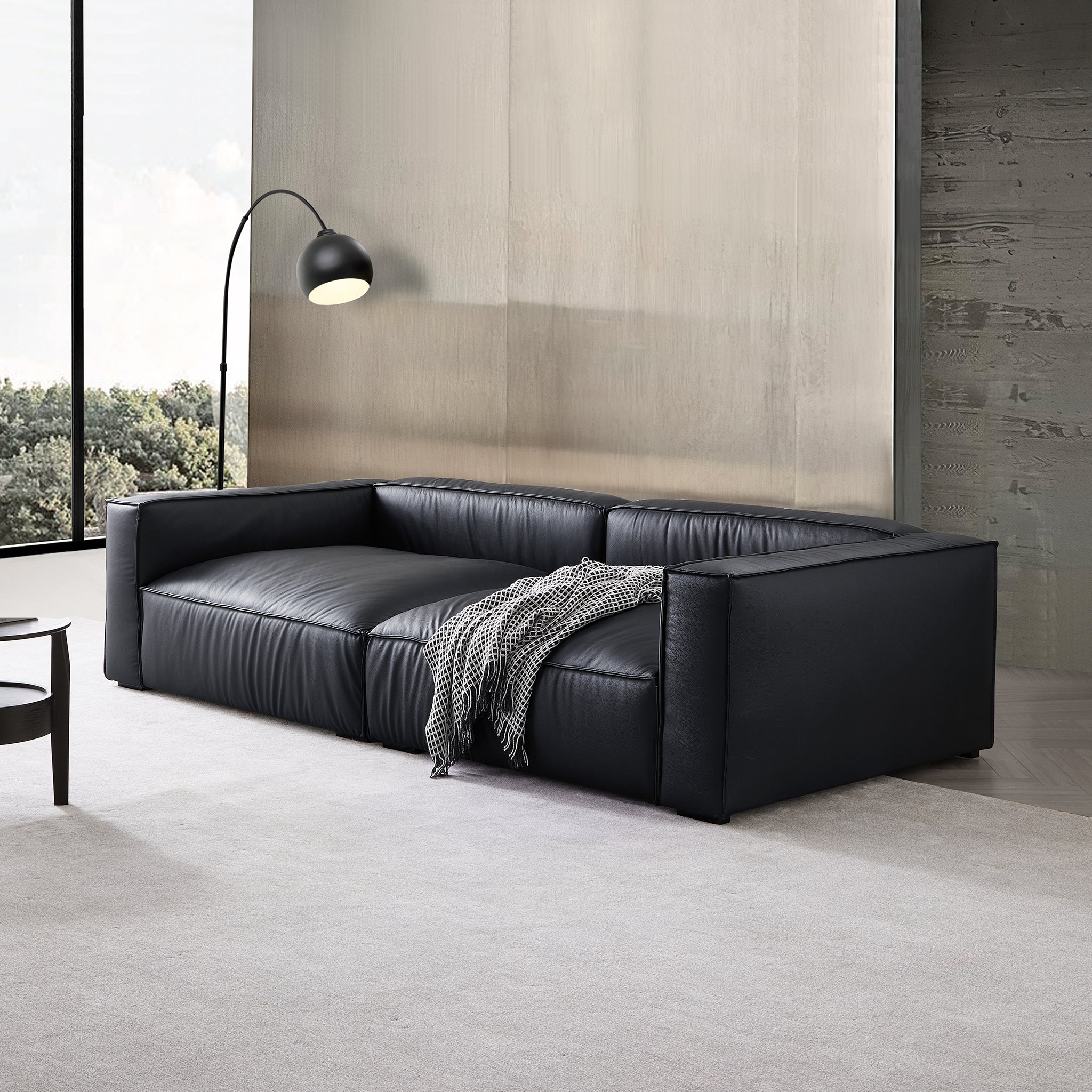 Canapé-lit de luxe minimaliste en cuir noir