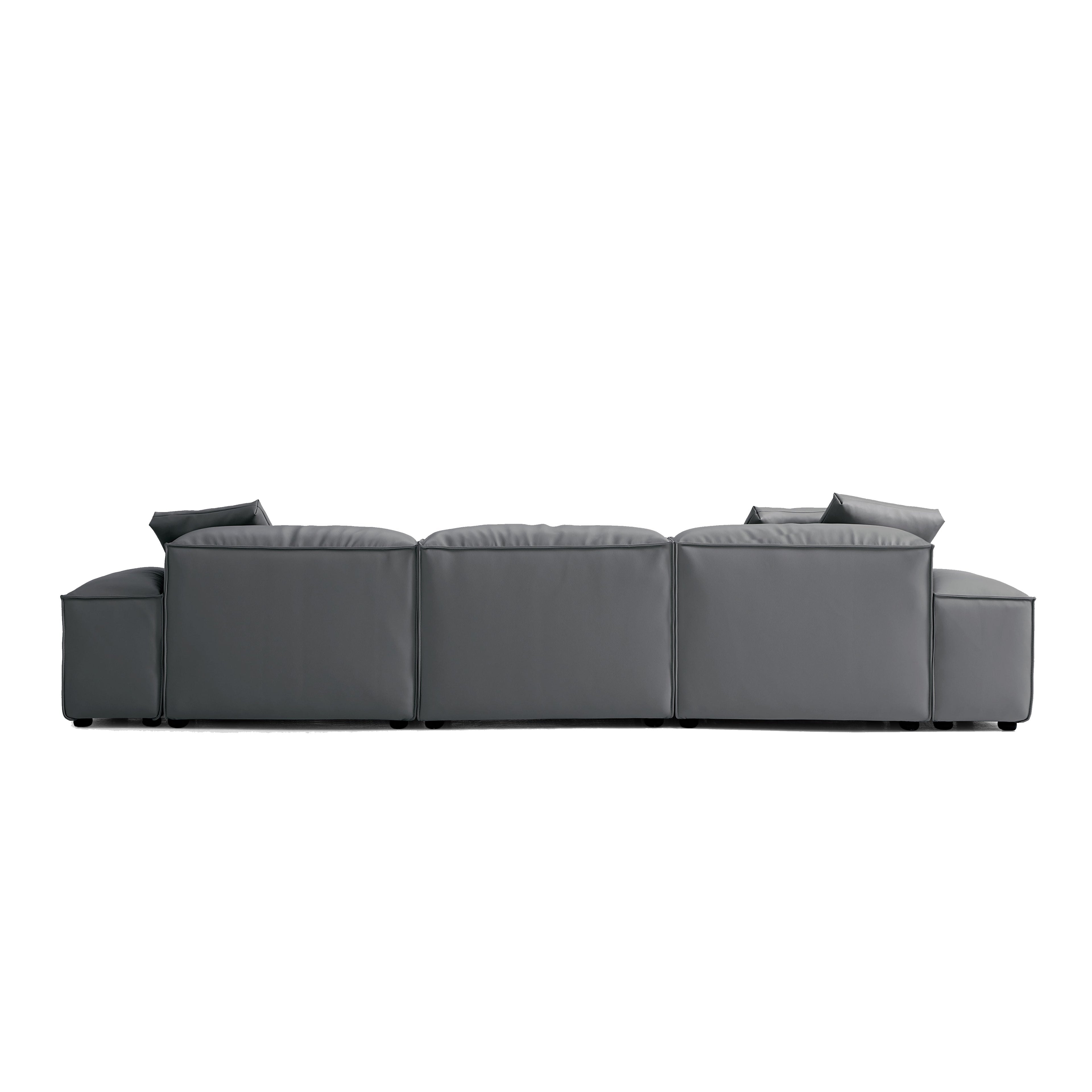 Cube Modular Black Genuine Leather Sofa