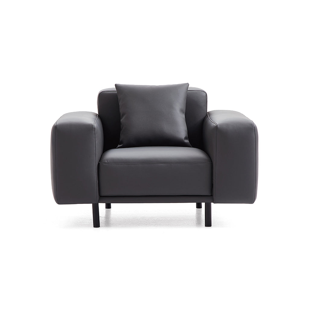 Fauteuil Noble en cuir gris foncé