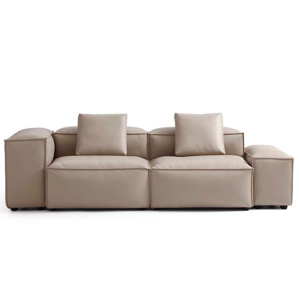 Cube Modular Black Genuine Leather Sofa