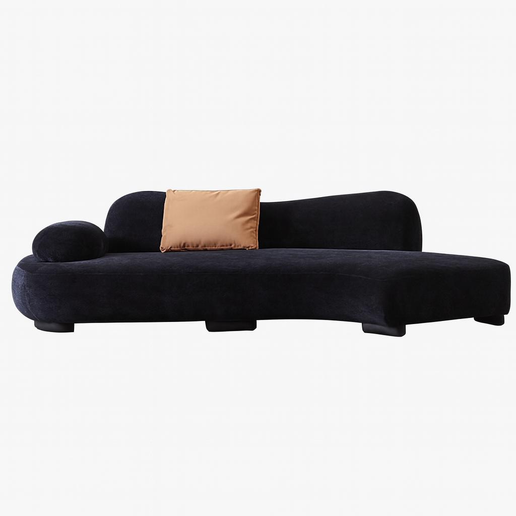 Velvet Curved Sectional Sofa in Midnight Black