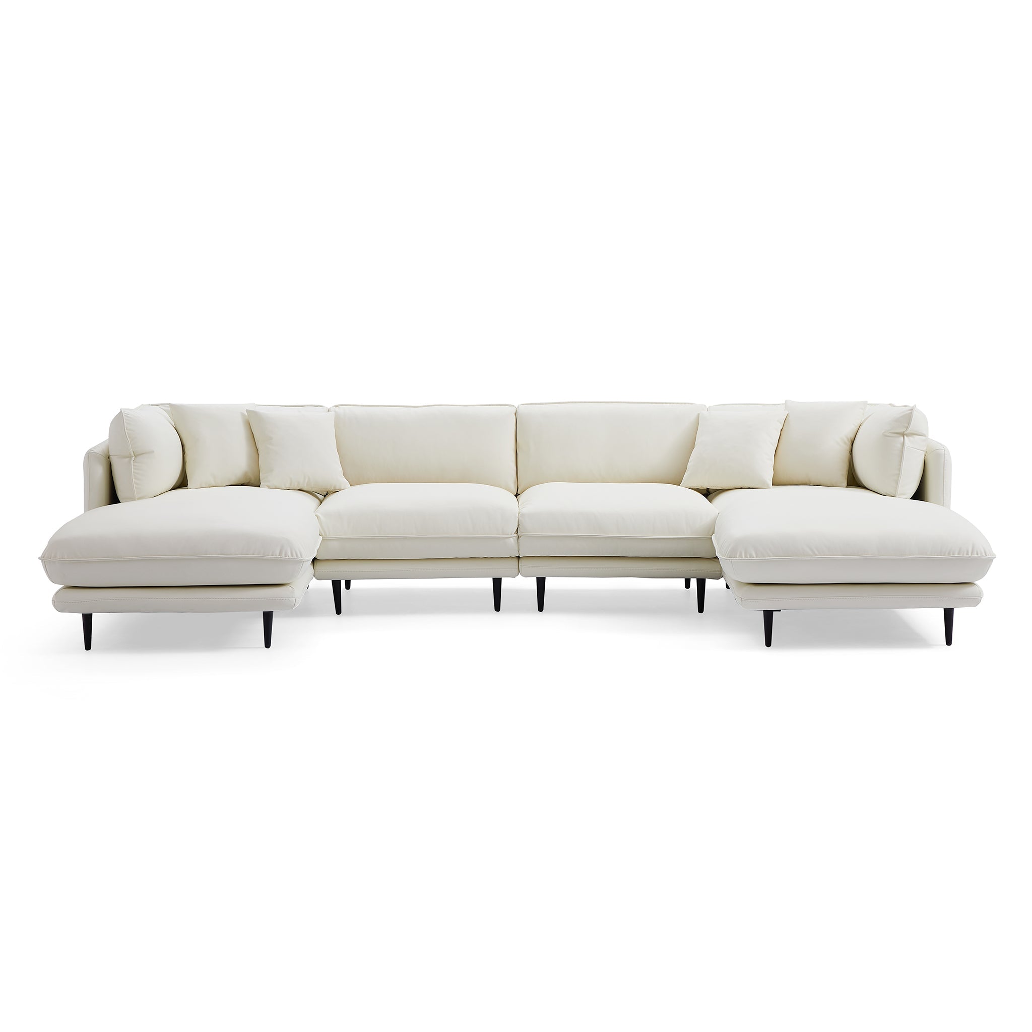 Vanilla White Leather U-Shaped Sectional