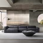 Canapé d'angle minimaliste de luxe en cuir noir