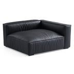 Canapé sectionnel et ottoman minimaliste de luxe en cuir noir