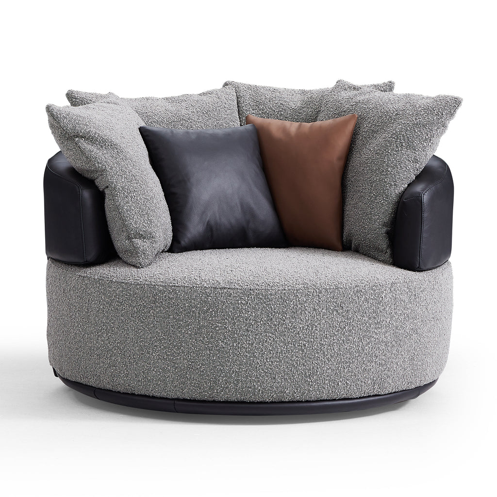 Fauteuil pivotant Luna en tissu bouclé gris clair