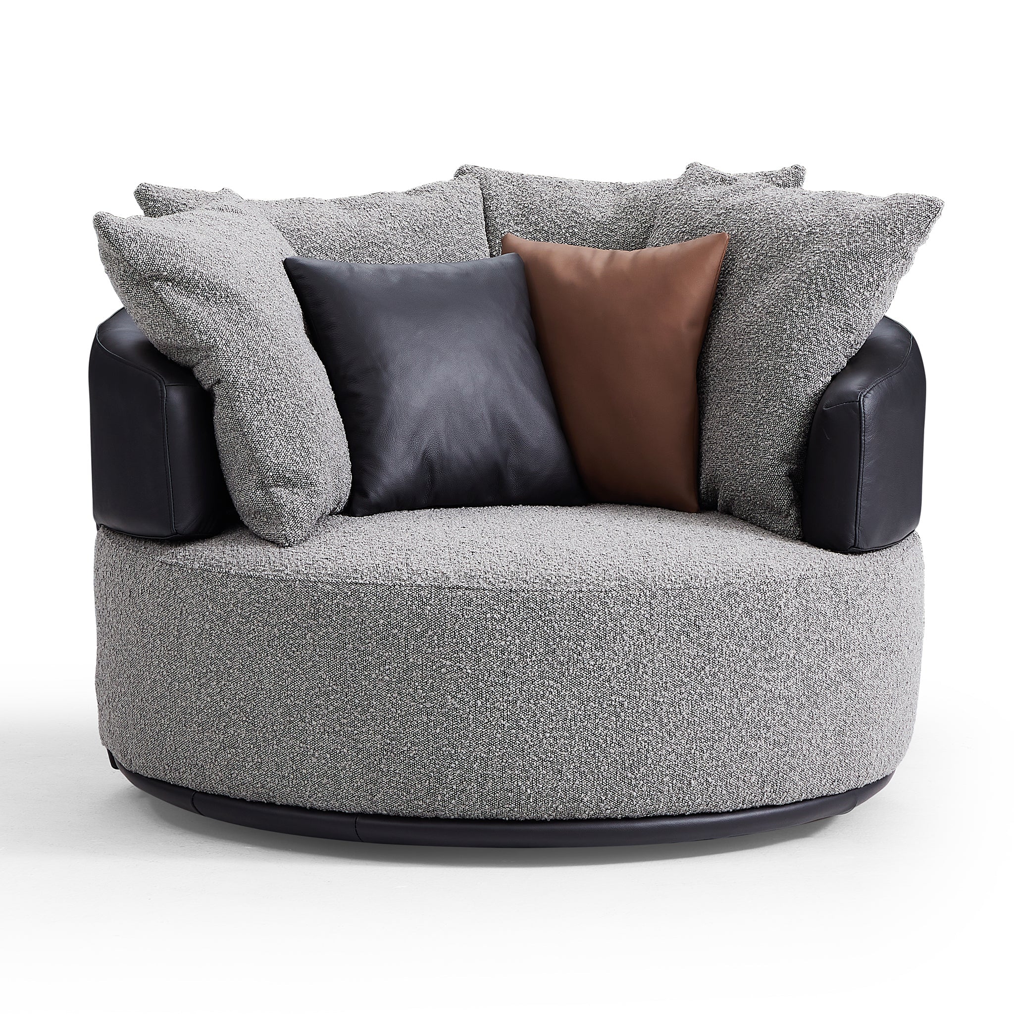 Fauteuil pivotant Luna en tissu bouclé gris clair