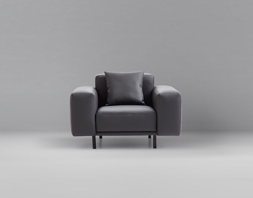Fauteuil Noble en cuir gris foncé