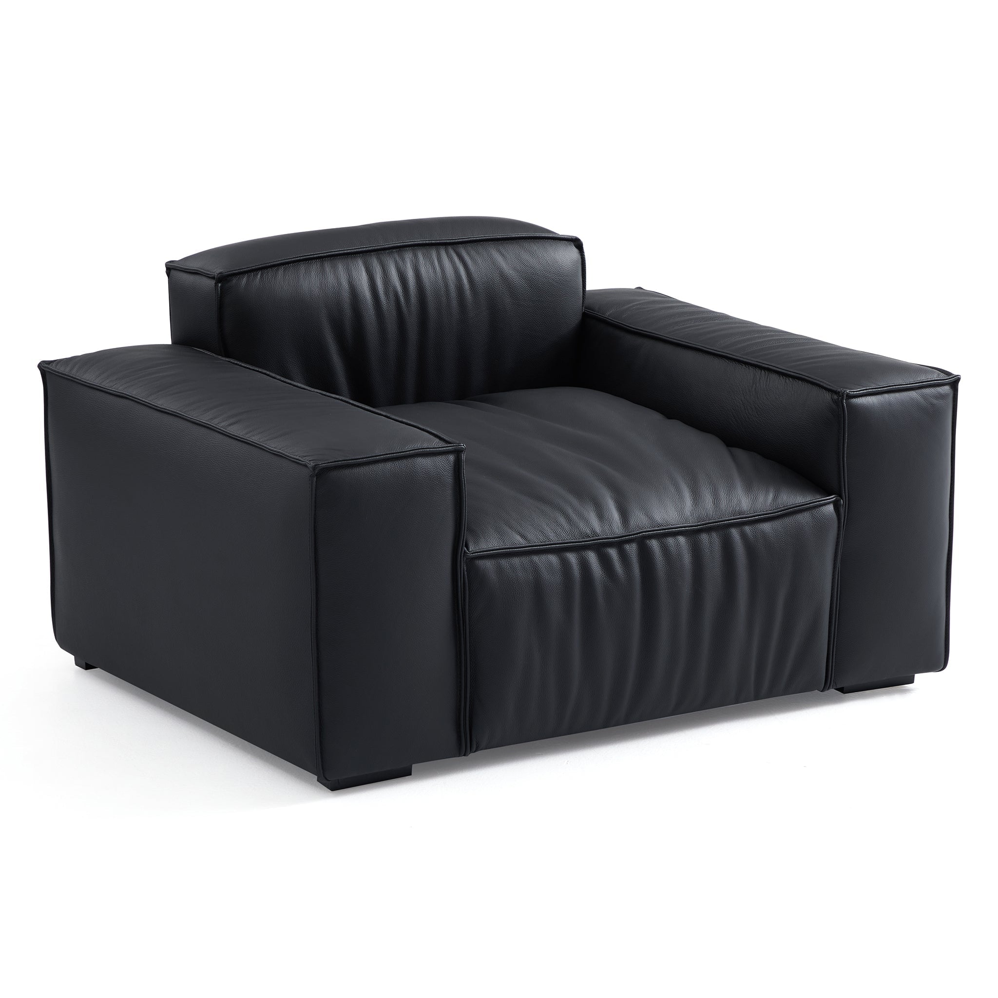 Fauteuil de luxe minimaliste en cuir marron foncé
