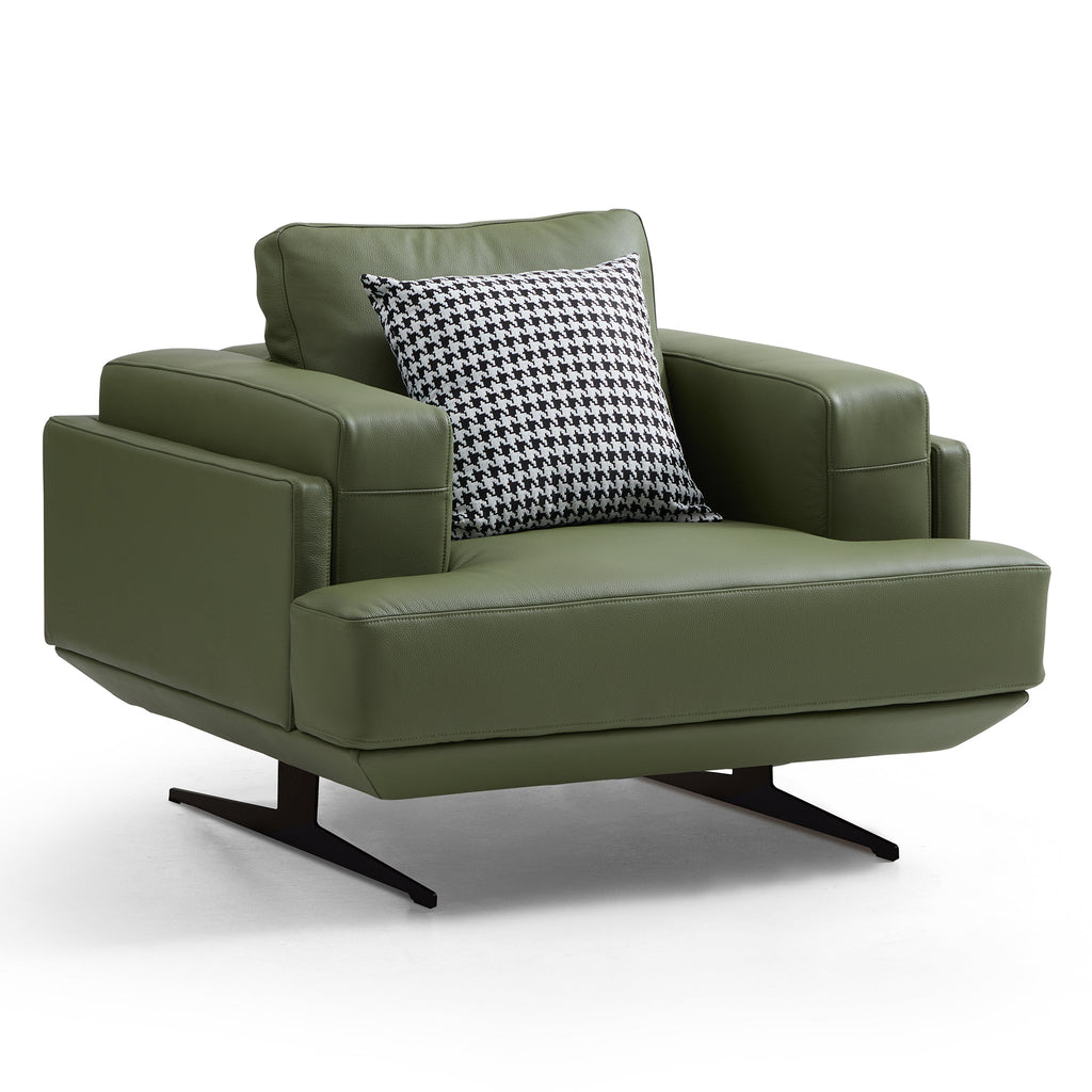 Fauteuil Olivia Green en cuir véritable pleine fleur