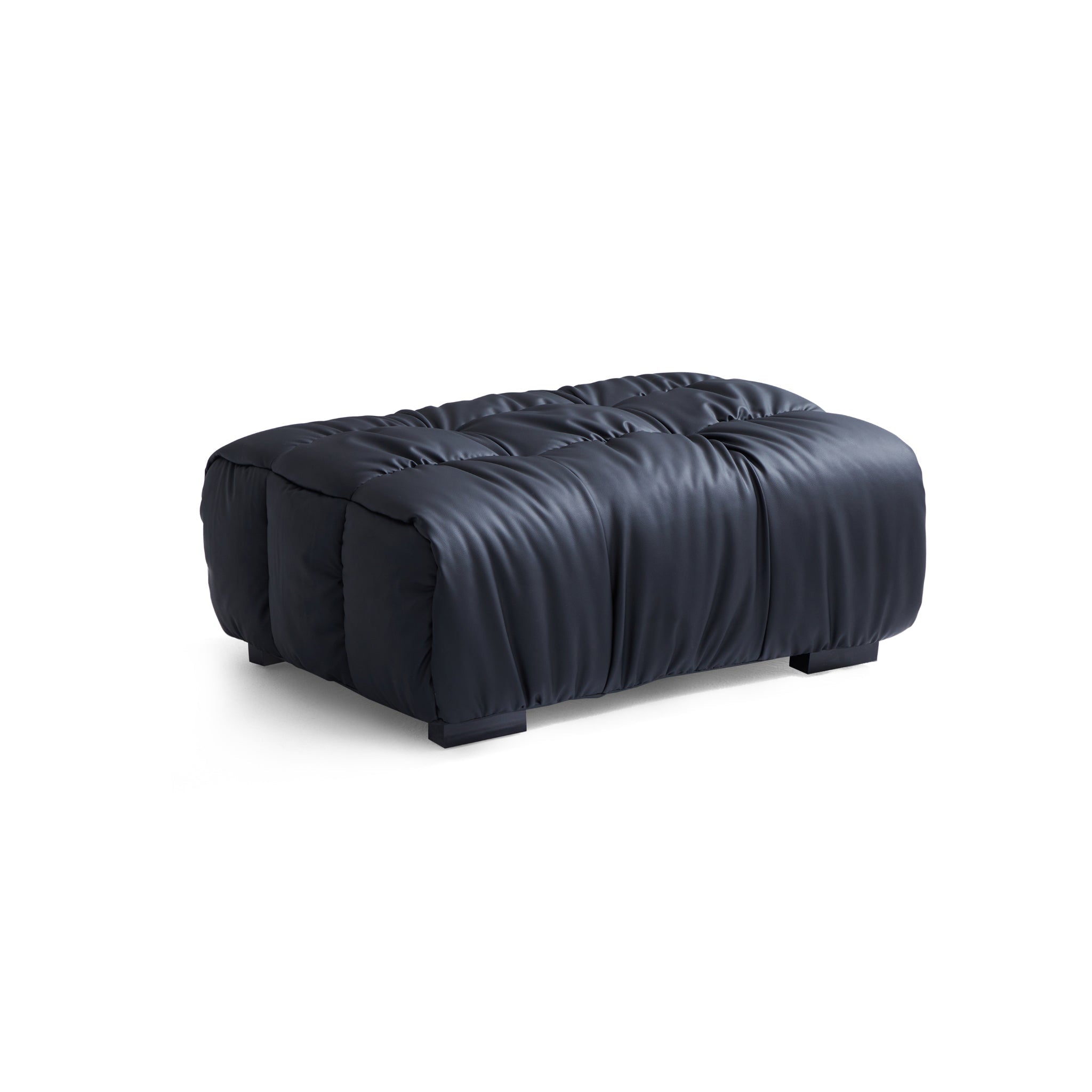 Boba Black Leathaire Sofa and Ottoman