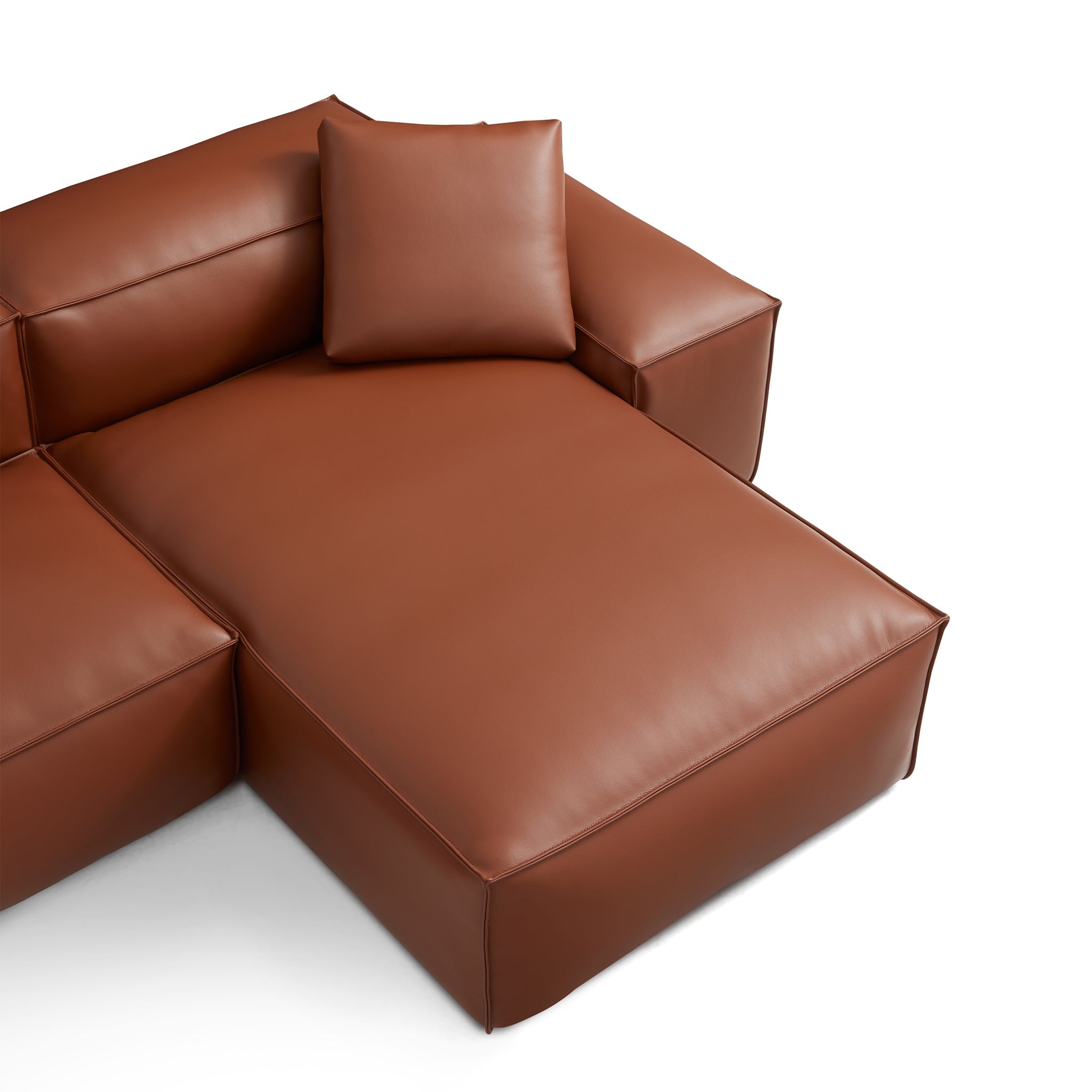 Cube Modular Black Genuine Leather Double-Sided Sectional