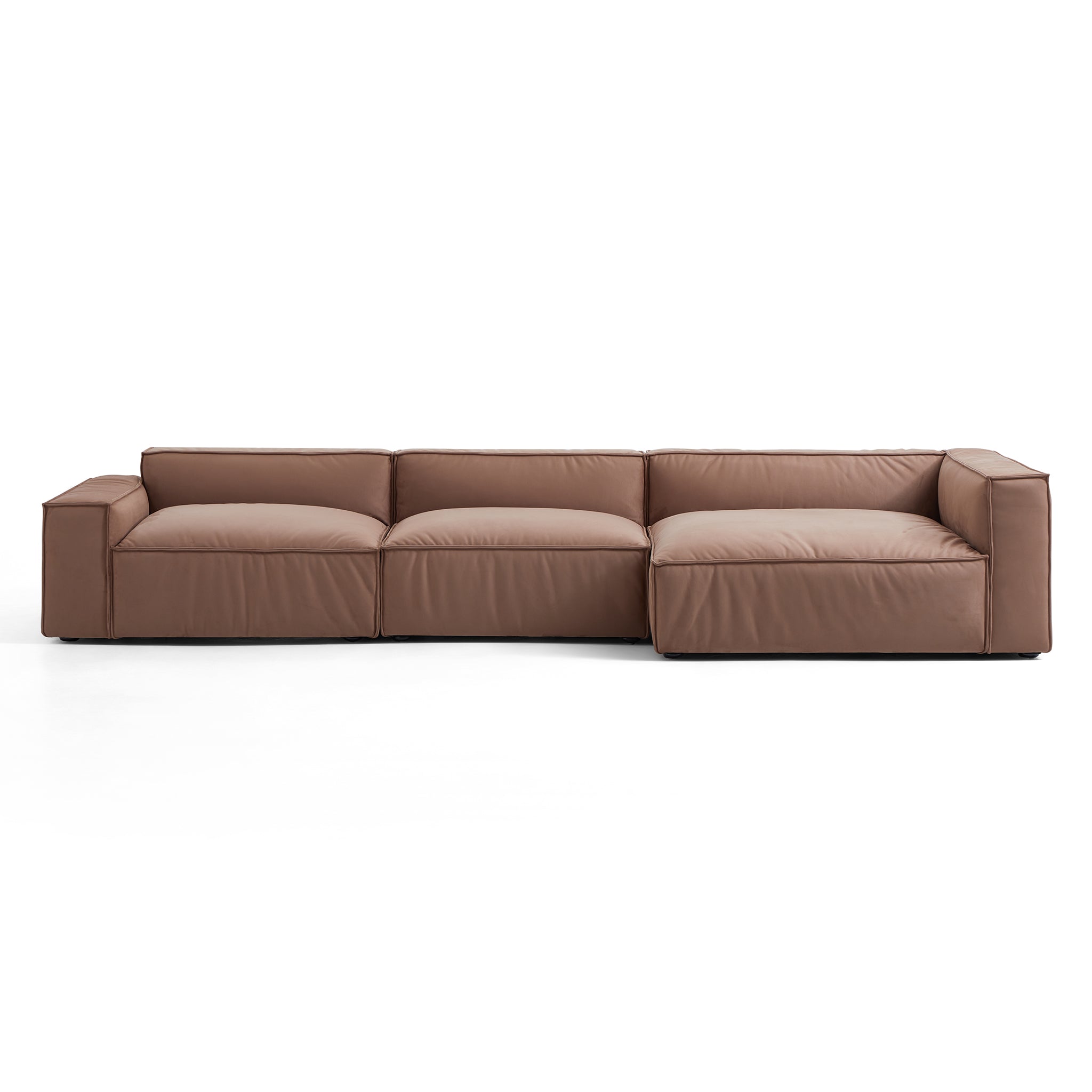 Ensemble de canapés d'angle de luxe minimaliste en tissu marron