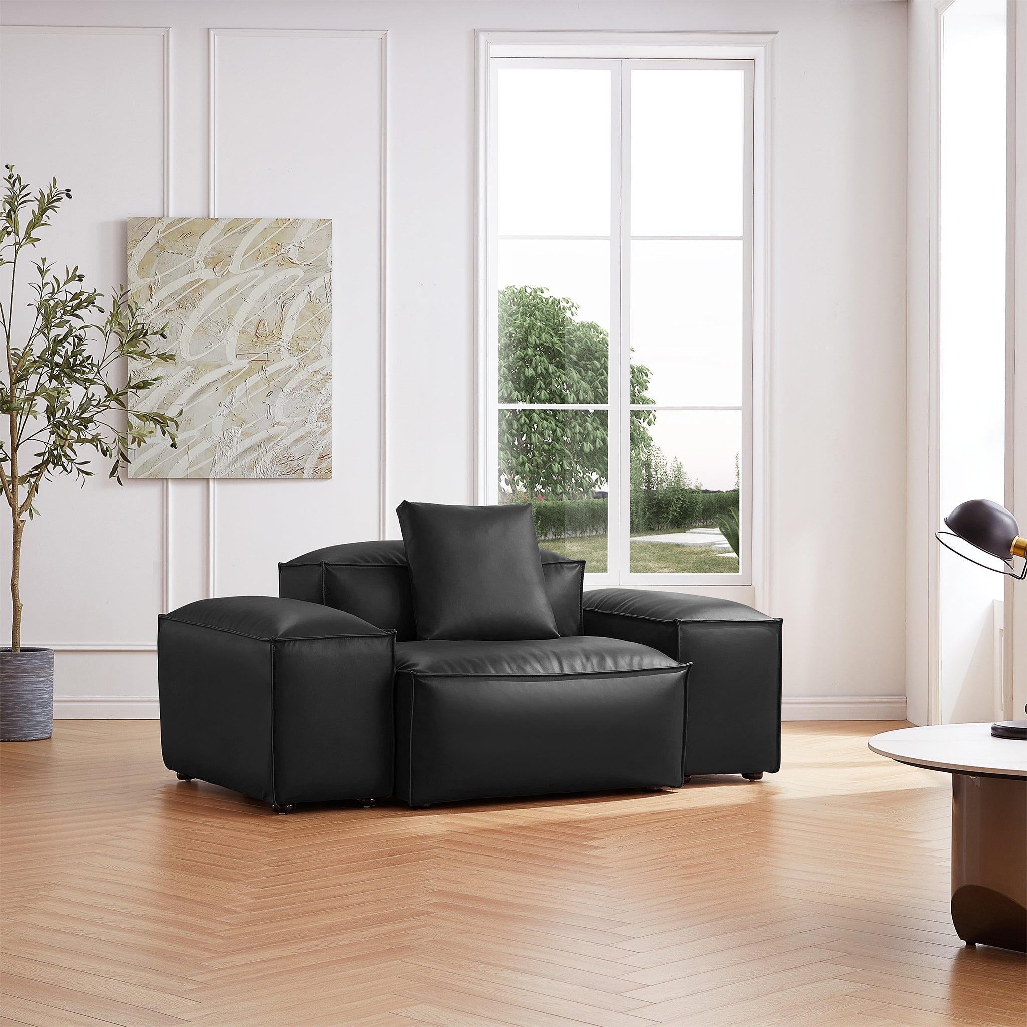 Cube Modular Brown Genuine Leather Armchair