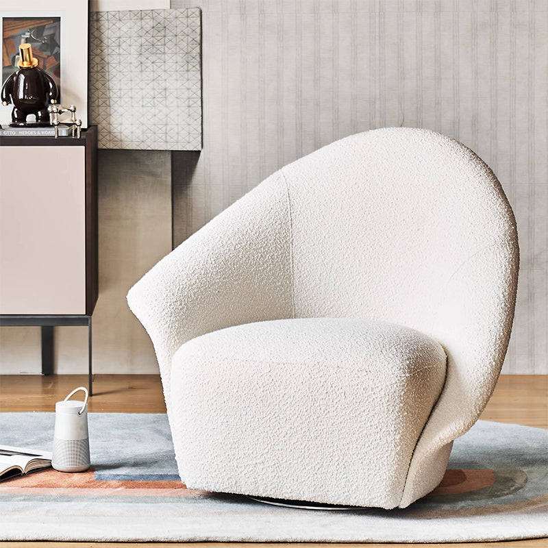 Calla Beige Boucle Fabric Swivel Chair
