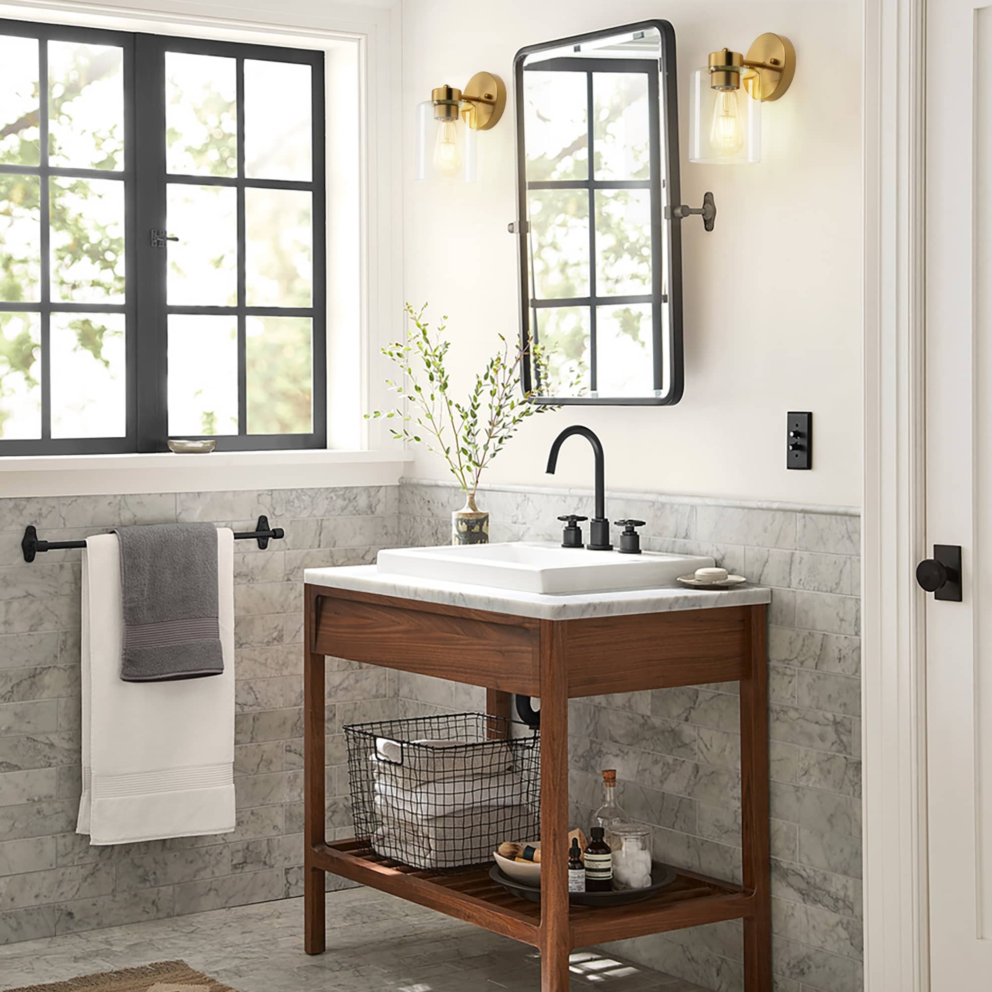 Lot de 2 appliques murales dorées, luminaire de salle de bain avec abat-jour cylindrique, chrome/nickel brossé/bronze huilé