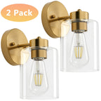 Lot de 2 appliques murales dorées, luminaire de salle de bain avec abat-jour cylindrique, chrome/nickel brossé/bronze huilé