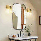 Lot de 2 appliques murales dorées, luminaire de salle de bain avec abat-jour cylindrique, chrome/nickel brossé/bronze huilé
