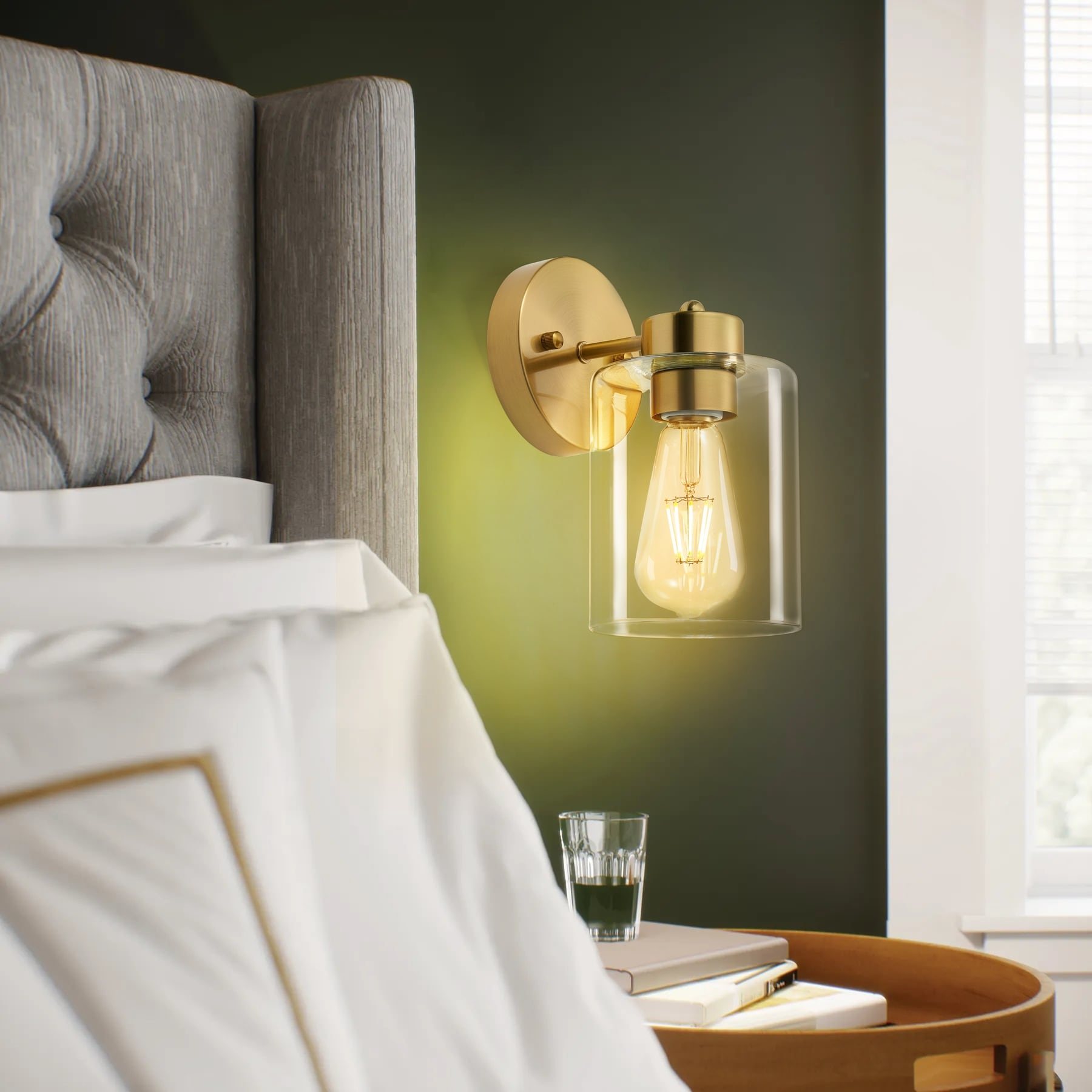 Lot de 2 appliques murales dorées, luminaire de salle de bain avec abat-jour cylindrique, chrome/nickel brossé/bronze huilé