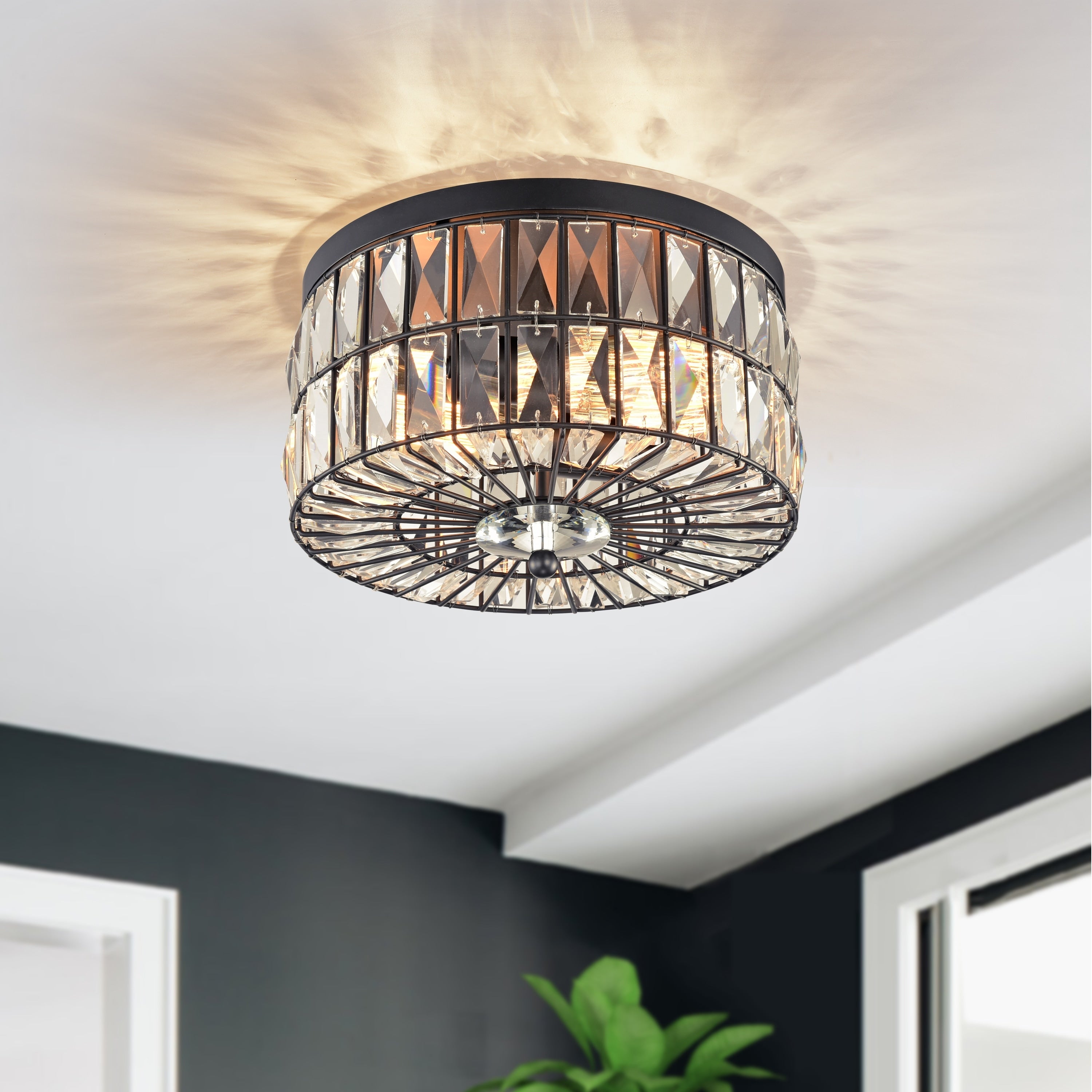 Plafonnier encastré à 2 ampoules en cristal incandescent C Cattleya