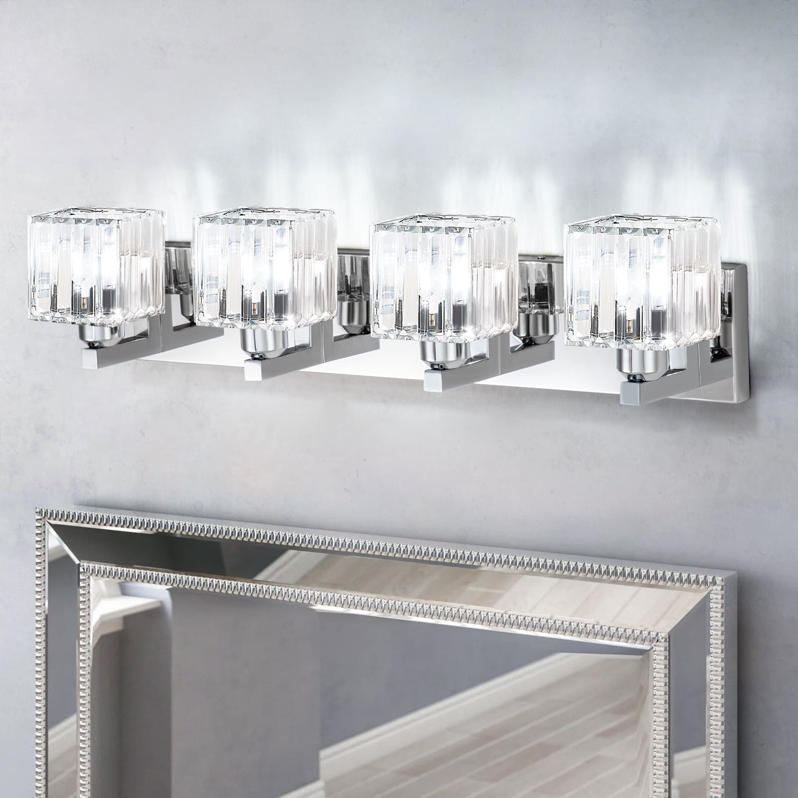 Applique murale de salle de bain 2/3/4/5 lumières avec abat-jour en cristal