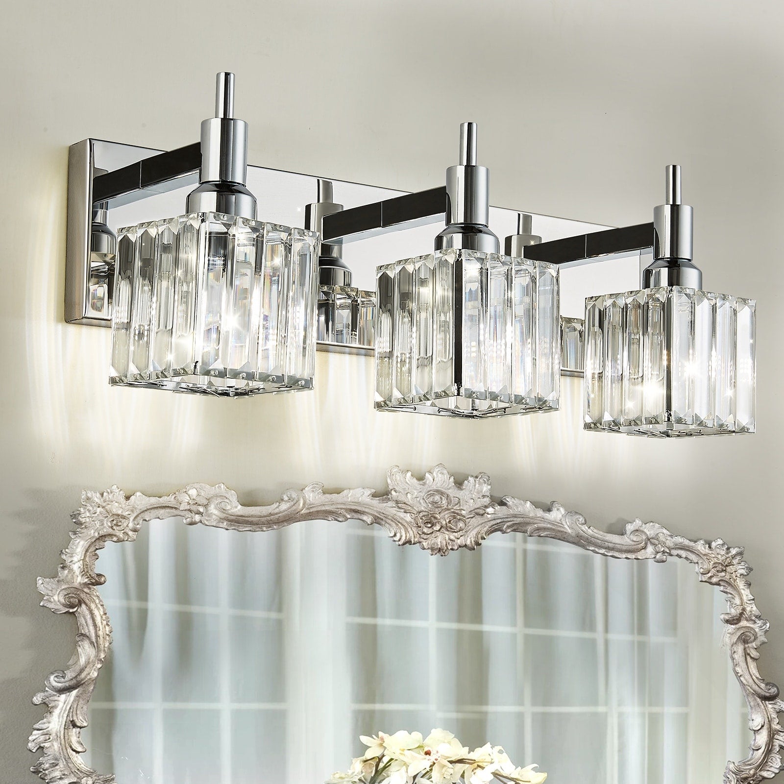 Appliques murales modernes en cristal pour salle de bain à 2, 3 ou 4 lumières