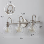 Applique murale de salle de bain à 2/3 lumières avec abat-jour en verre