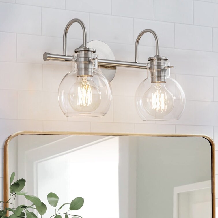 Applique murale de salle de bain à 2/3 lumières avec abat-jour en verre