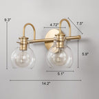 Applique murale de salle de bain à 2/3 lumières avec abat-jour en verre