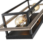 Applique murale rustique à 2 lumières, noir/bois, à intensité variable, style ferme – 20 po H x 7 po L x 5 po P – 7 po L
