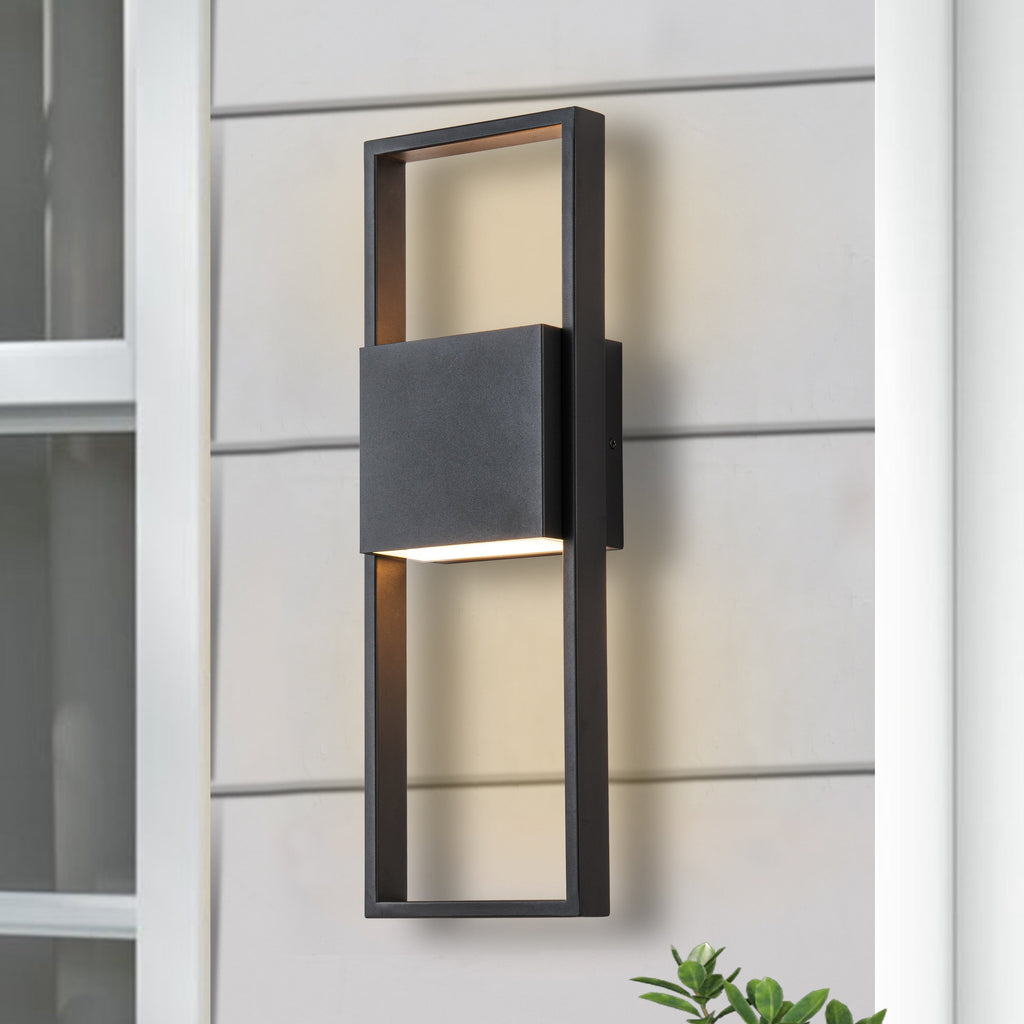 Applique murale d'extérieur à 2 lumières LED intégrées noir mat