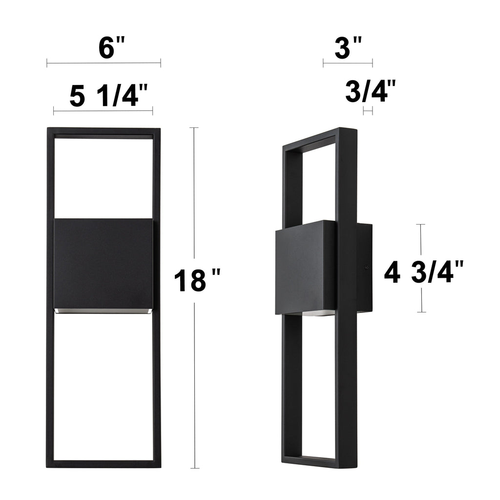 Applique murale d'extérieur à 2 lumières LED intégrées noir mat