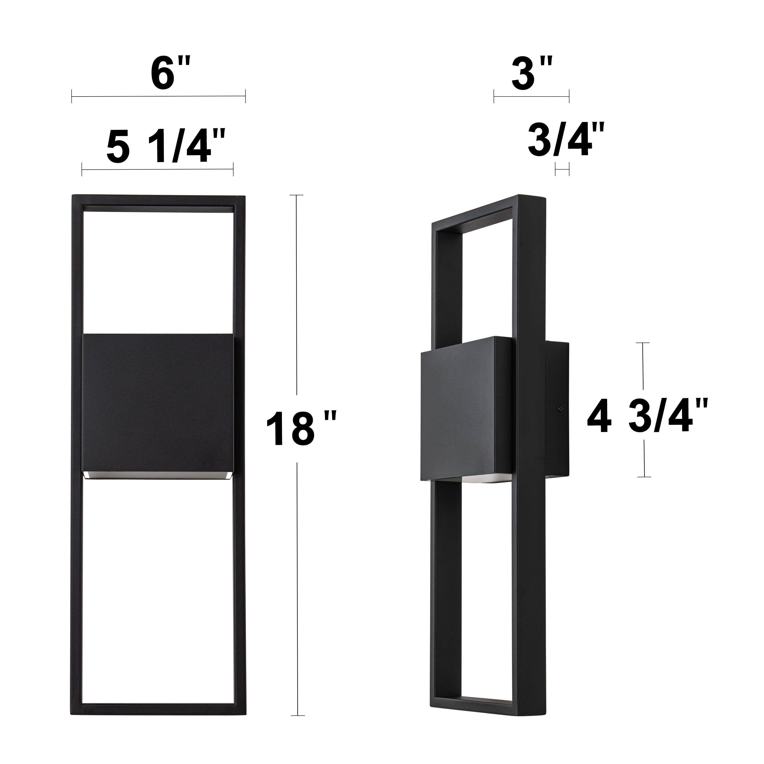 Applique murale d'extérieur à 2 lumières LED intégrées noir mat