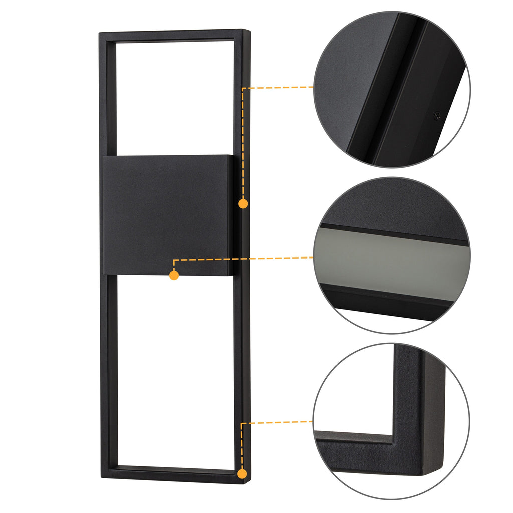 Applique murale d'extérieur à 2 lumières LED intégrées noir mat