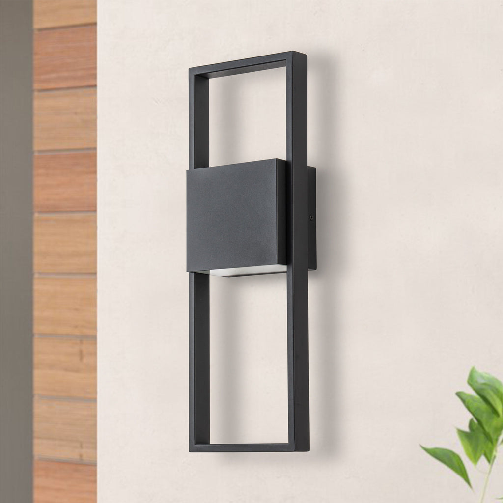 Applique murale d'extérieur à 2 lumières LED intégrées noir mat