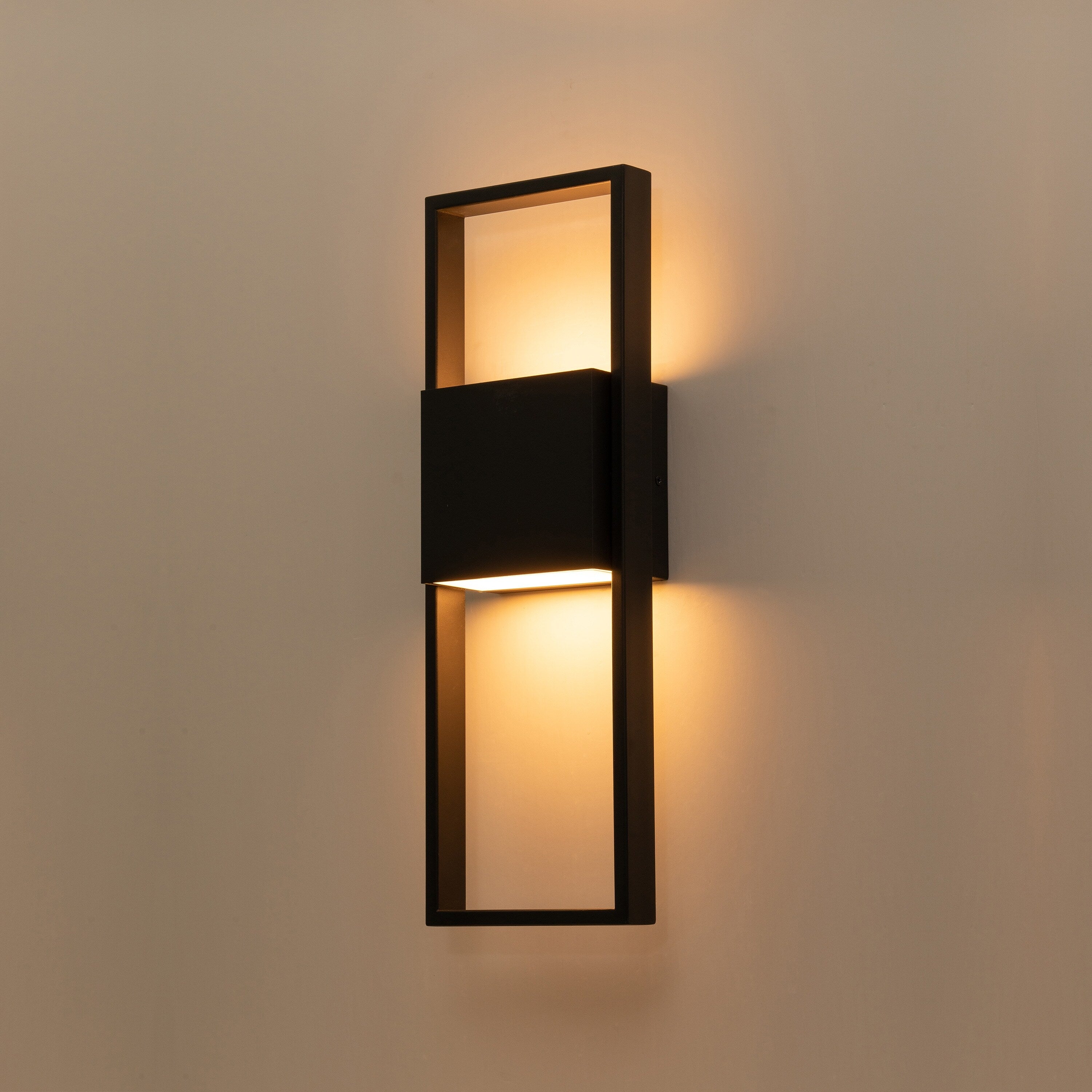 Applique murale d'extérieur à 2 lumières LED intégrées noir mat