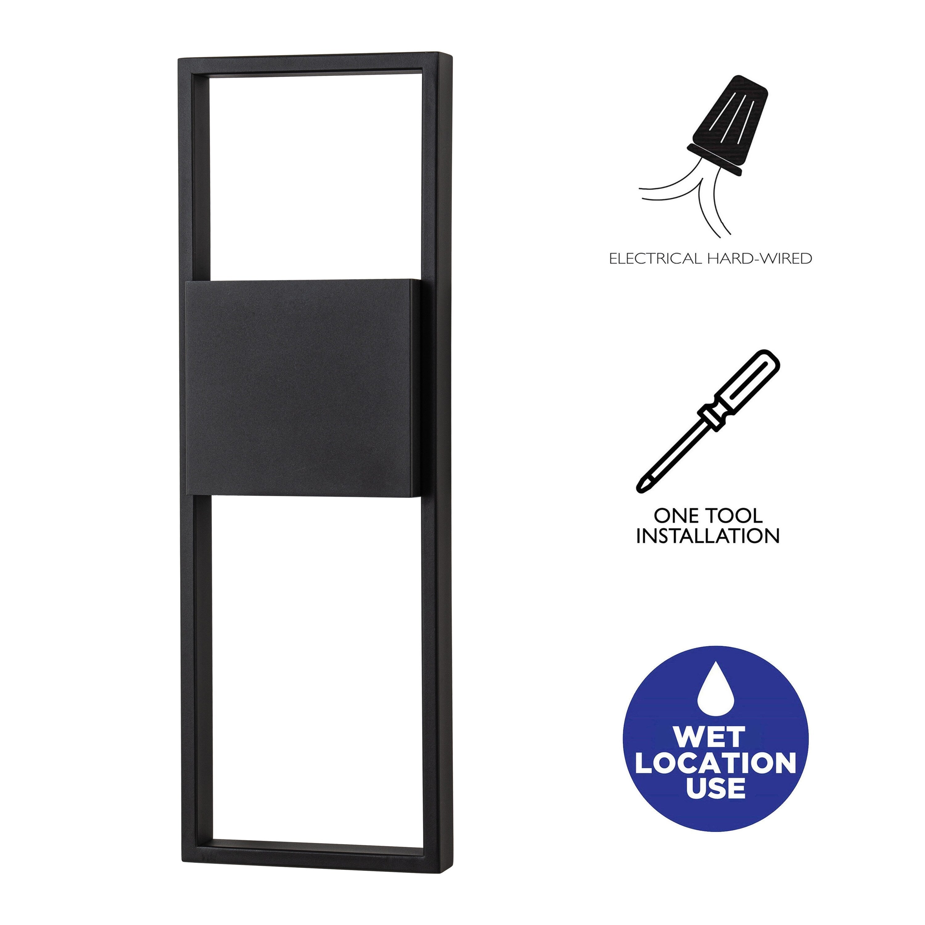 Applique murale d'extérieur à 2 lumières LED intégrées noir mat