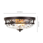 Plafonnier industriel à 2 lumières en forme de dôme, style ferme, en verre ondulé transparent, montage encastré – 32,8 cm (l) x 14 cm (h)