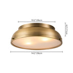 Plafonnier encastré à 2 lampes, style Mid-Century moderne, en bronze vieilli, avec dôme cylindrique en verre dépoli - Bronze vieilli
