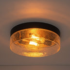 Plafonnier moderne à 2 lumières en forme de dôme, en verre transparent à bulles et à grains, de style ferme