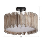 Plafonnier semi-encastré à 3 lumières en bois blanc vieilli
