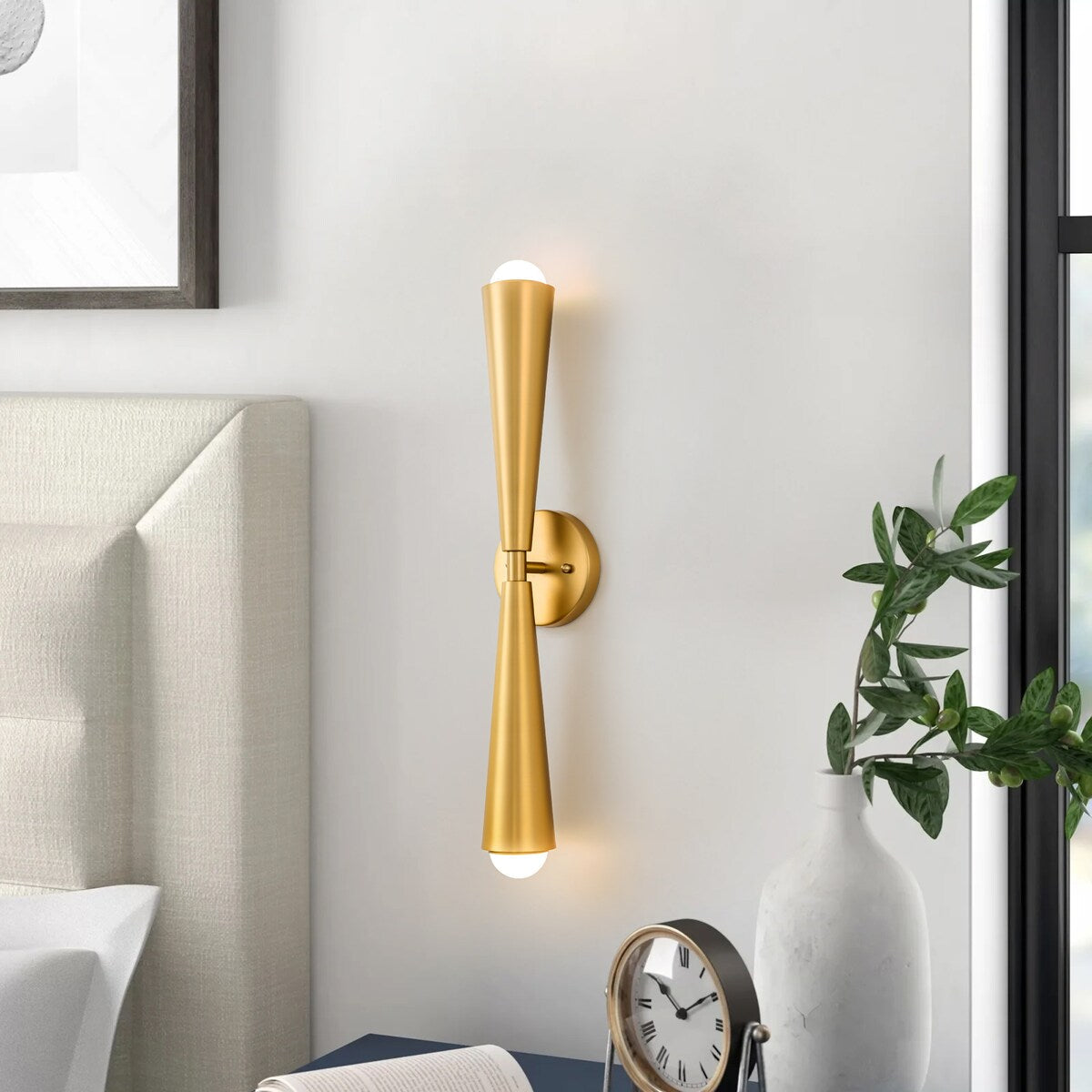 Applique murale LED à 2 lumières, double cône, haut et bas, en forme de sablier