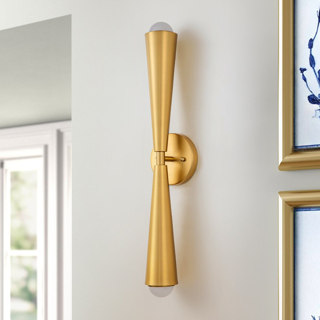 Applique murale LED à 2 lumières, double cône, haut et bas, en forme de sablier