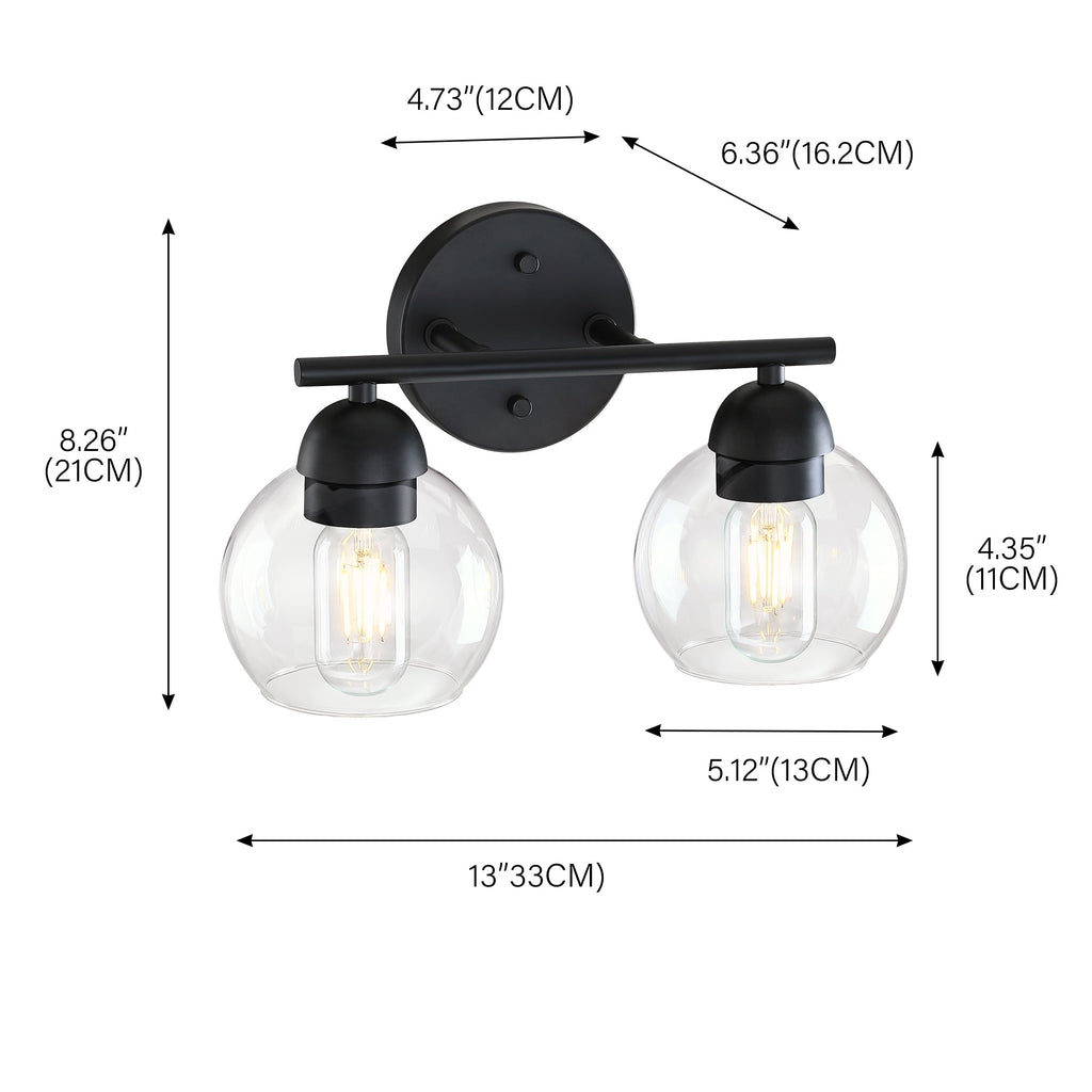 Luminaires de salle de bain vintage à 2 lumières