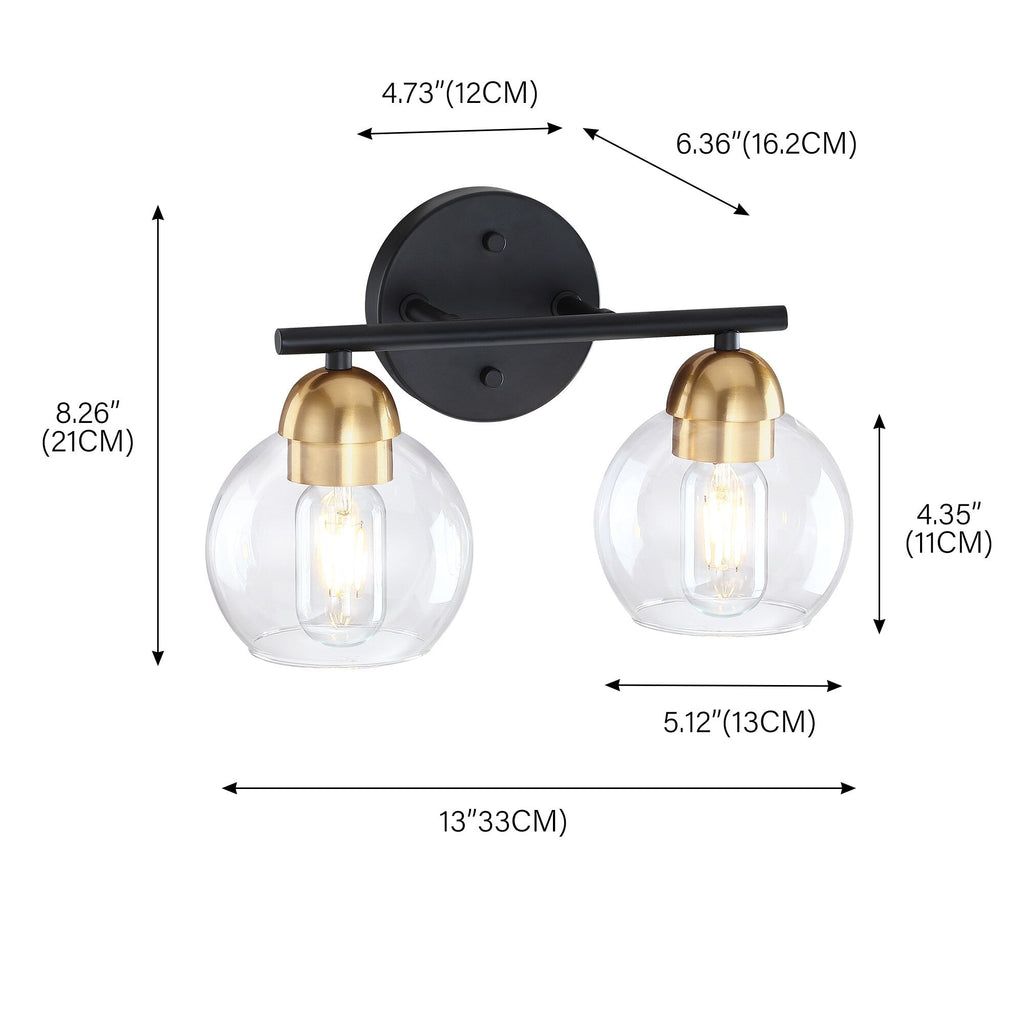 Luminaires de salle de bain vintage à 2 lumières