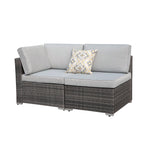 Ensemble de 2 canapés d'angle sectionnels en osier pour patio