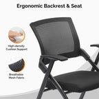 Chaise de conférence empilable à roulettes, chaise de bureau pliante avec dossier rebondissant