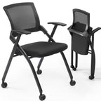 Chaise de conférence empilable à roulettes, chaise de bureau pliante avec dossier rebondissant