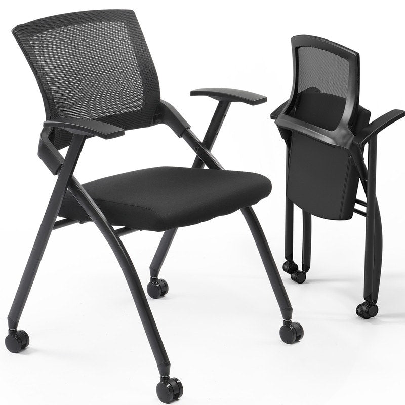 Chaise de conférence empilable à roulettes, chaise de bureau pliante avec dossier rebondissant