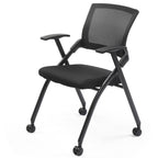 Chaise de conférence empilable à roulettes, chaise de bureau pliante avec dossier rebondissant
